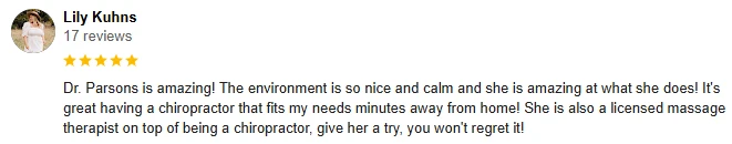 Chiropractic Williamsburg IA Testimonial Lily K